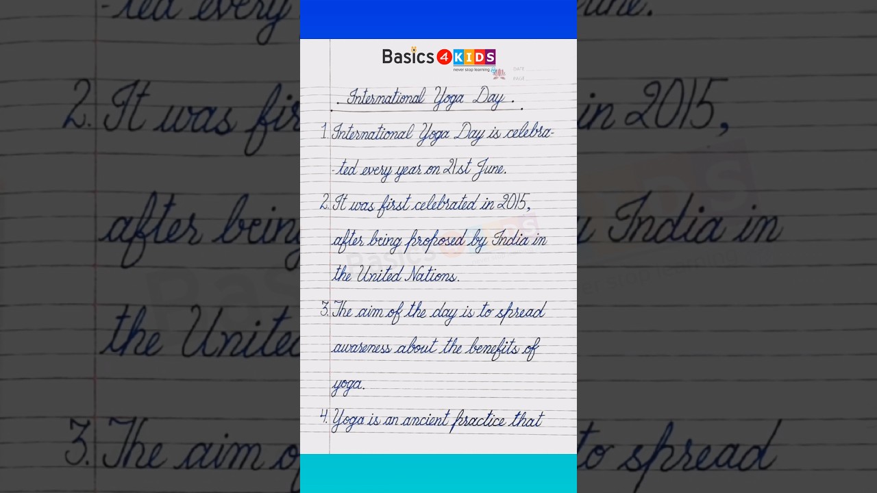 10 Lines on International Yoga Day in English | International Yoga Day Lines in Cursive Writing
