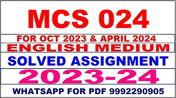 mcs 024 solved assignment 2023-24 | mcs 24 solved assignment in english 2024 | mcs 24 2024