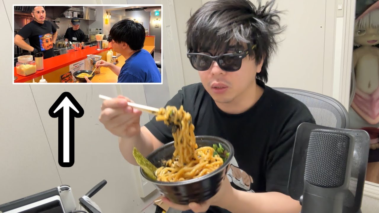 While eating mazesoba noodles, he talks about the behind-the