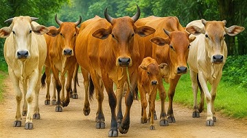 Mengiring Sapi Lembu Menuju Ke Kandang Peternakan Hewan Ternak sapi - Suara sapi moo