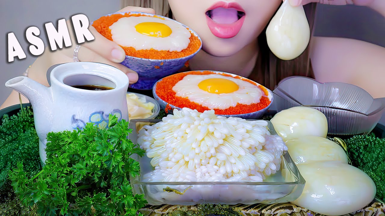 ASMR TRỨNG BẠCH TUỘC - RAW OCTOPUS EGGS EATING SOUNDS | LINH-ASMR
