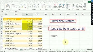 Copy data from status bar | New Features in MS Excel Tutorial