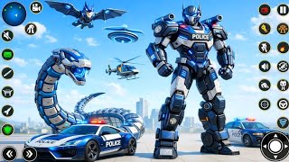 Us Police Robot Transformation Car Game Multiple Mission Robot Fights Destroy City Gameplay .. screenshot 1