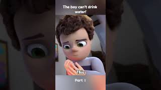 The boy cant drink water!