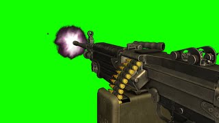 Machine Gun M249 Saw Slow Motion In Green Screen