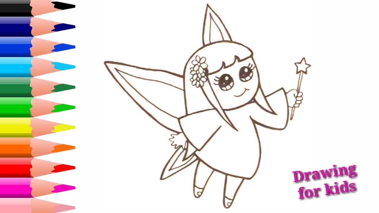 Como dibujar un hada fácil para niños/How to draw an easy fairy for