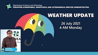 Public Weather Forecast Issued At 4 00 Am July 26 21 Youtube