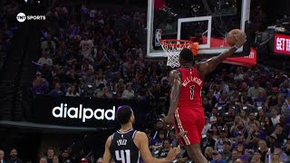 Zion goes way back on the steal \& slam | Pelicans-Kings Highlights 4\/11\/24