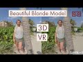 Beautiful Blonde Model Posing in Virtual Reality 3D Stereoscopic Video VR