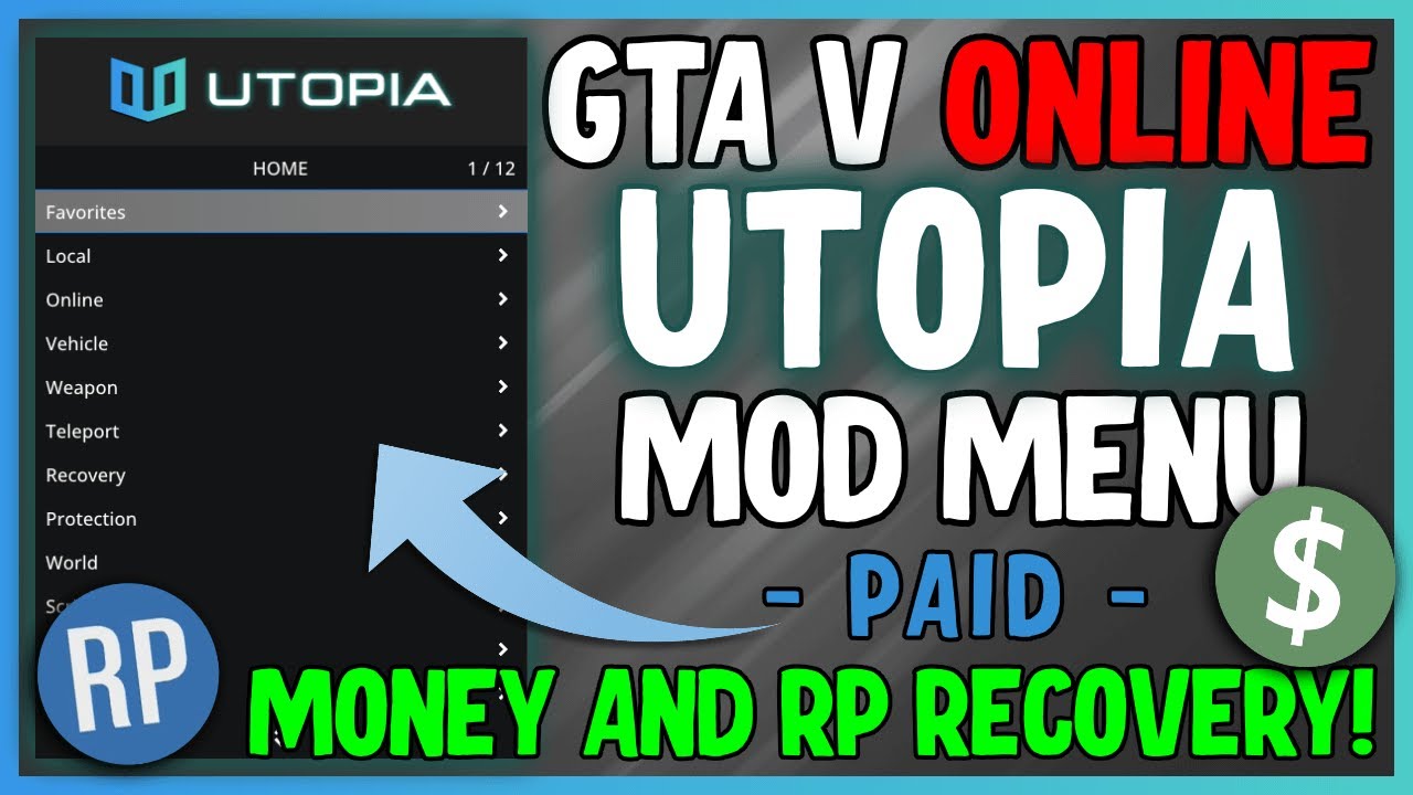 Utopia PAID Mod Menu PAID GTA V Online Mod Menu with HUGE RECOVERY