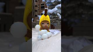 Banana Cat and Winter Situation | Doge and Snowball Challenge ❄️☃️