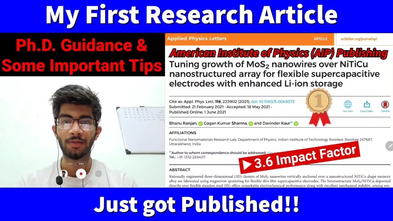 My First Research Article Published APL Journal IF 3.6 Ph.D