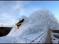 Class 37s clearing a snowdrift with independent snow ploughs at Huntly NE Scotland 16th Feb 2021