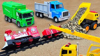 Crane truck rescue construction vehicle and play with excavator dump truck - Toy car story by BonBon Cars Toys 6,267 views 3 months ago 2 minutes, 58 seconds