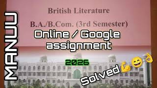 MANUU online/google Assignment l British literature l B.A 3rd semester l #talimiadda #assignment 