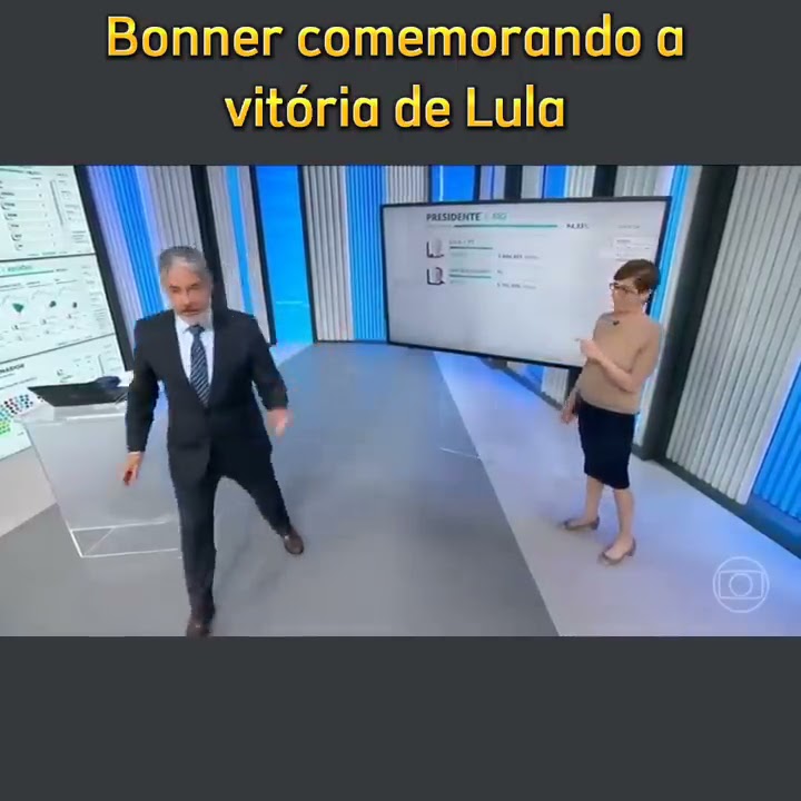 Bonner comemorando a vitória de Lula.
