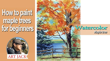Watercolor | How to paint maple trees for beginners | Maple tree | Easy tutorial [ART JACK]
