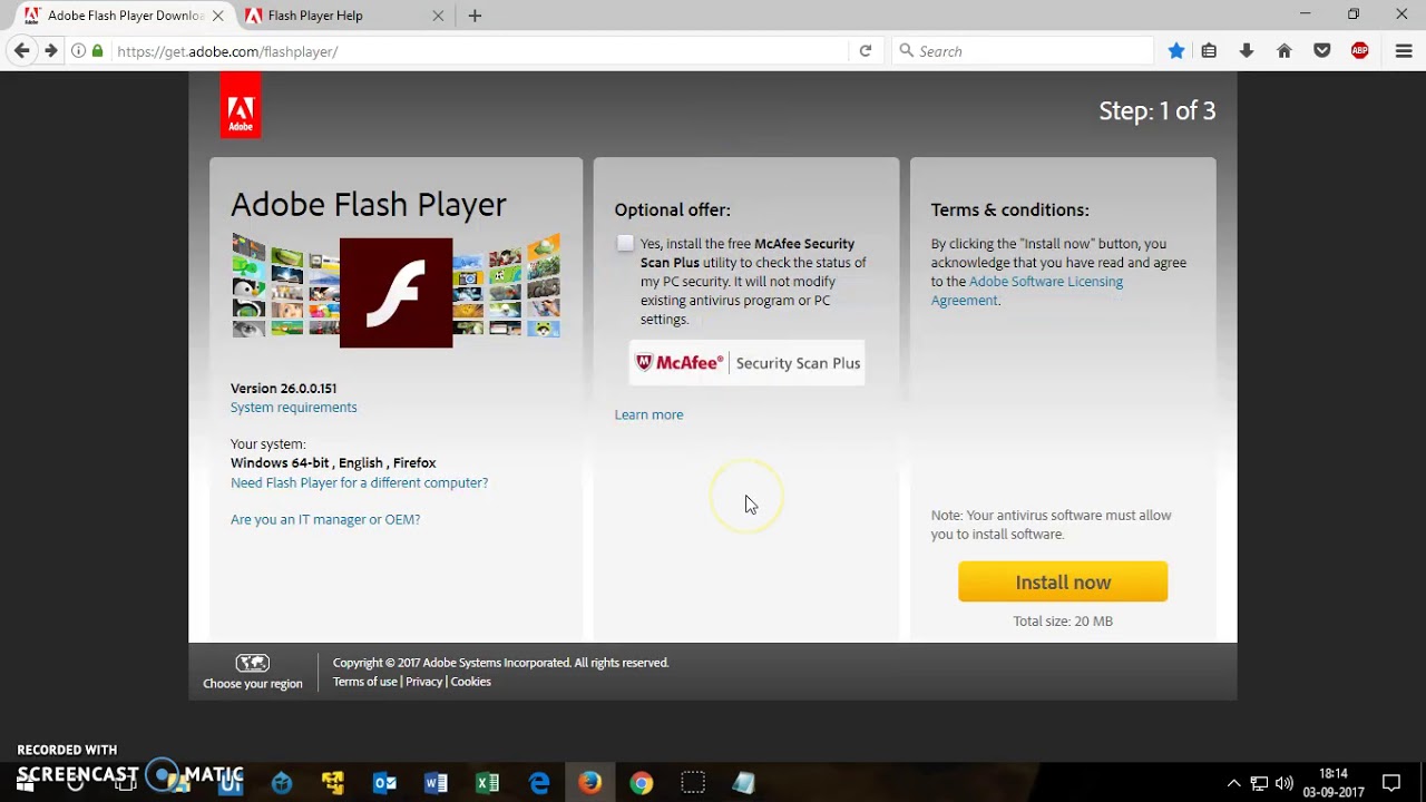 flash player 28 sa