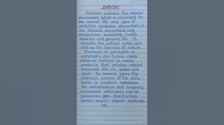 essay on pollution in english || 100-150 words essay on pollution || priny handwriting || #shorts
