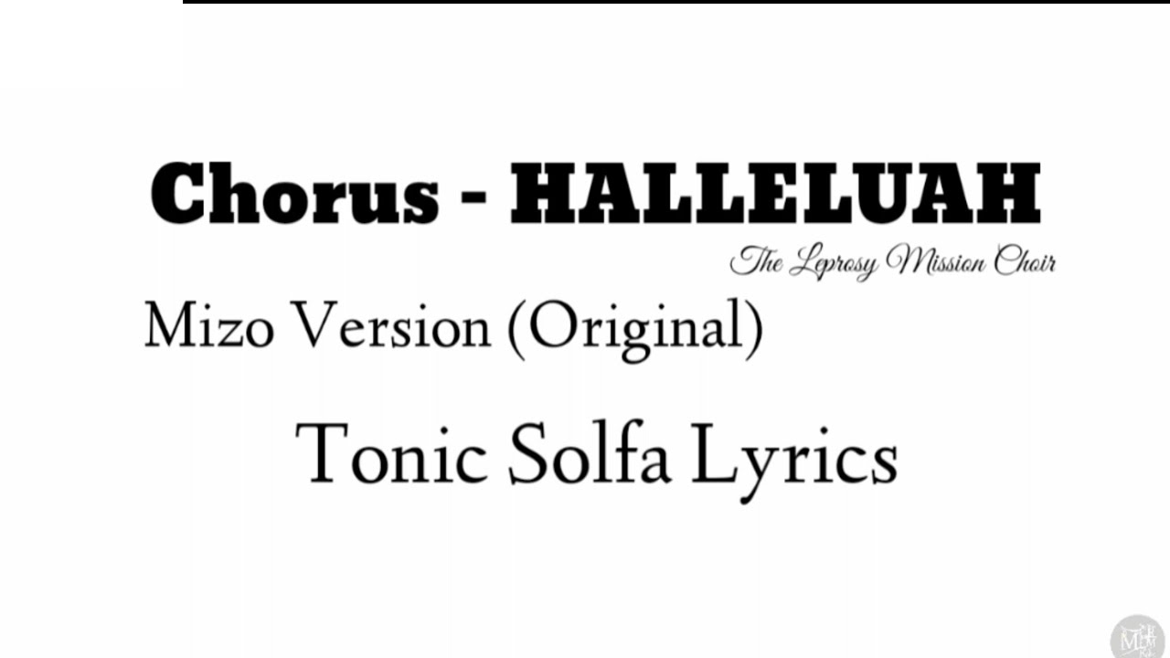 Chorus   Halleluah   Tonic Solfa Lyrics