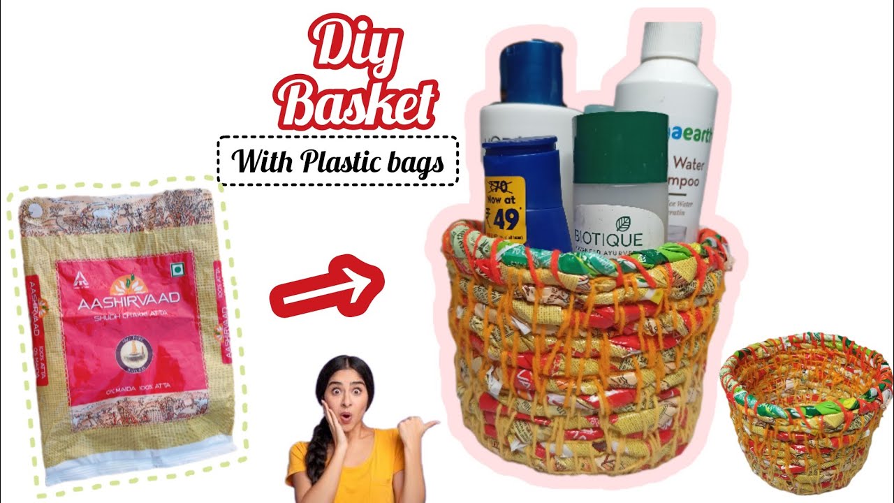 Diy Basket With a Plastic bags / How to Make a Basket With Plastic bags