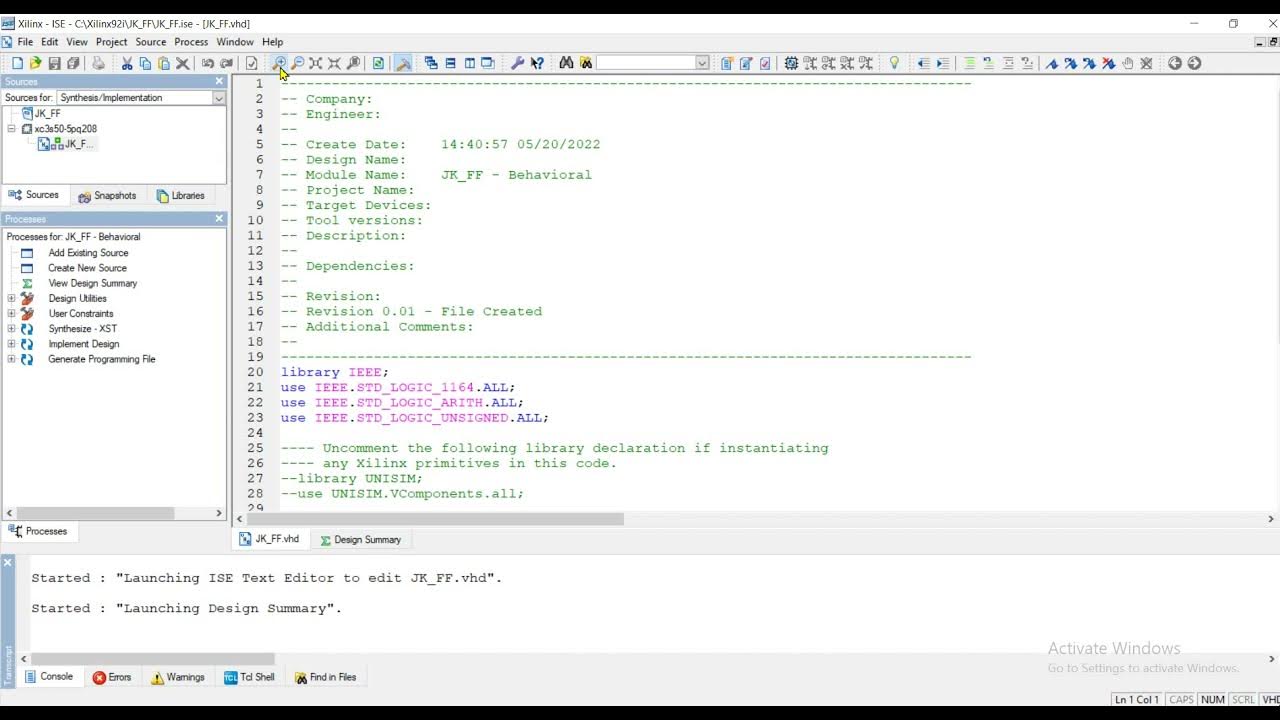 Implementation of JK Flip Flop in VHDL using Xilinx - YouTube