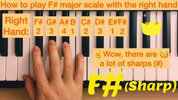 Piano Lesson 57: How to play F# (sharp) /G♭ (flat) major scale with the right hand 15 times tutorial