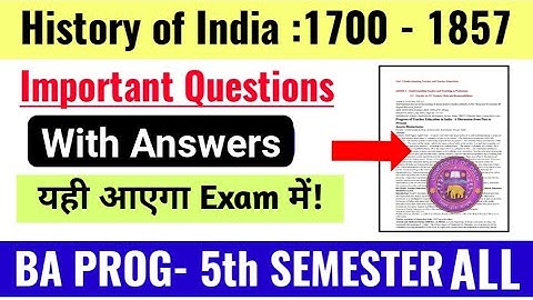 History of India: 1700-1857 Important Questions With Answer BA PROG 5th Semester DU SOL Ncweb