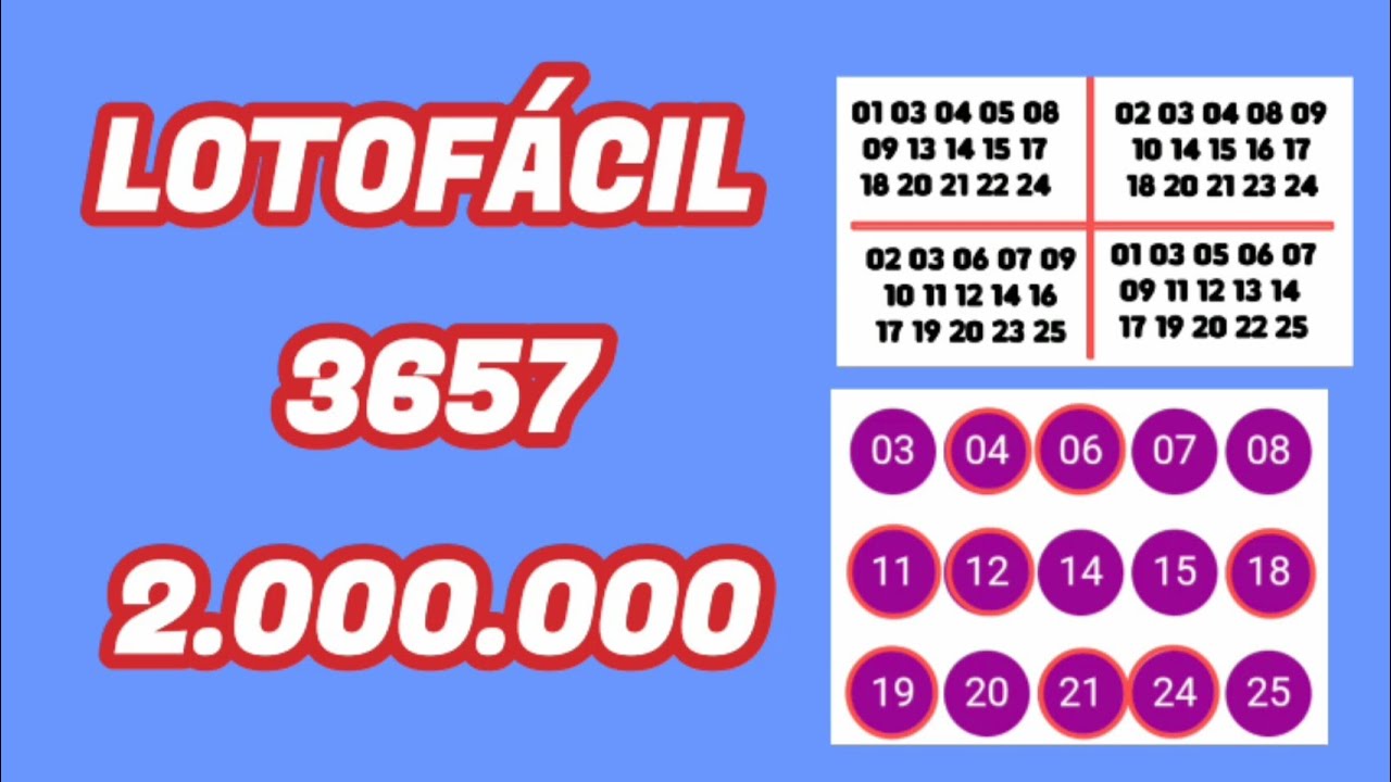 Lotofácil 3657 2.000.000,00 4 jogos fortes - YouTube