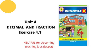 unit 4 Decimal and fraction Exercise 4 1 Class 4 | Sindh text book board jamshoro
