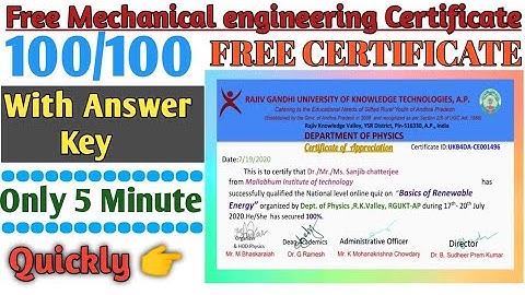 Mechanical engineering | Online Quiz Certificate | Free Quiz Certificate | Online Quiz Certificate |