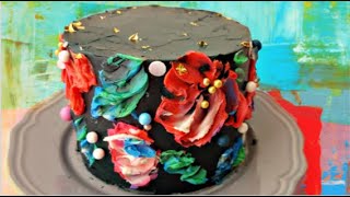 Art-Deco Hand Painted Cake & Mom's QUARANTINE B-DAY