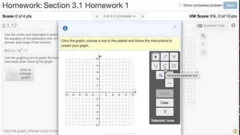 Graphing Parabolas in MyLab Math