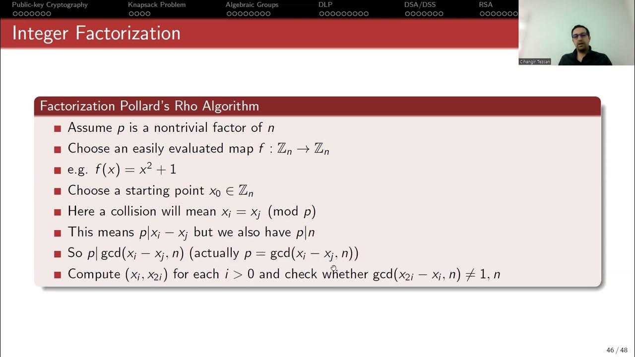 Pollard's Rho Algorithm for Integer Factorization - YouTube