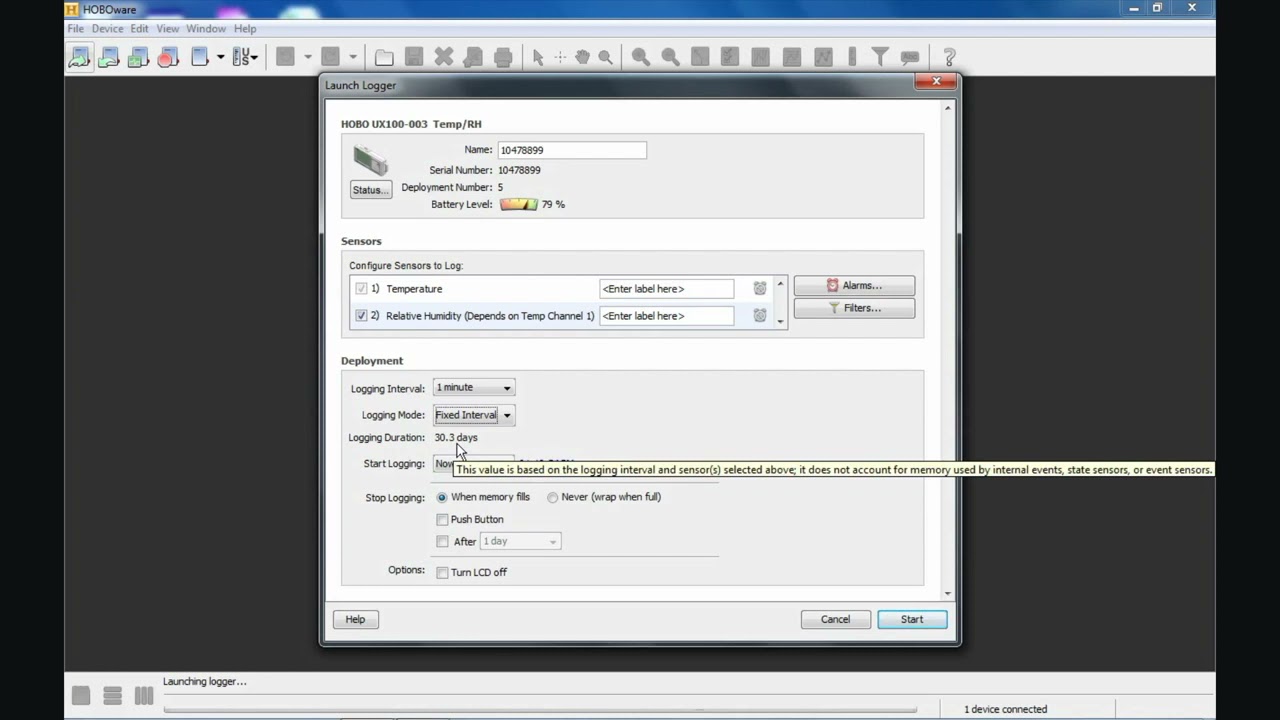How to launch an Onset HOBO Data Logger with the HOBOware software