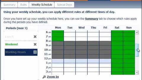10 Teltek Nebulosity Hosted PBX End User Call Manager Weekly Schedule tab