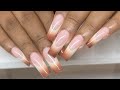 Fall Inspired Ombré French Nails | Gel-X Nails | Tapered Square Nails