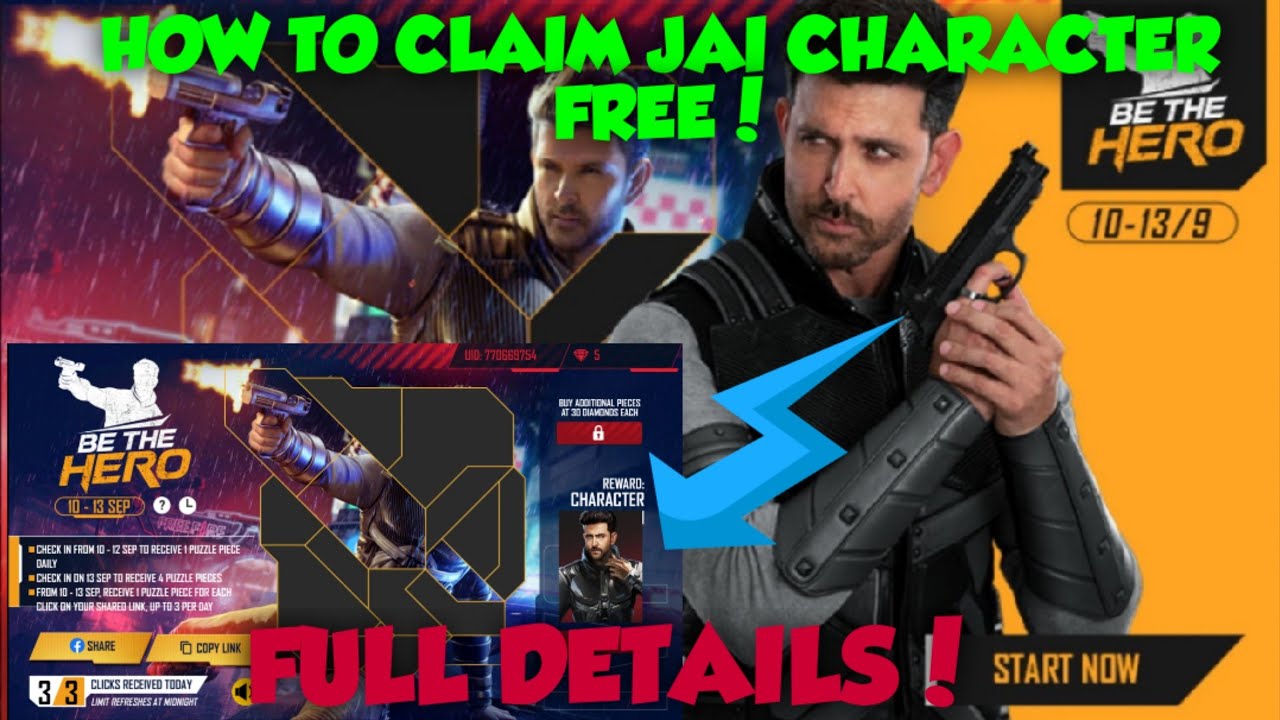 HOW TO GET JAI CHARACTER? FREE FIRE BE THE HERO EVENT FULL DETAILS! NEW PUZZLE EVENT!