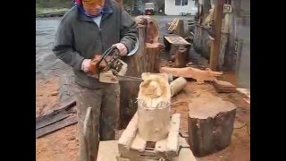 Chainsaw Carving - 4 Minute Bear!