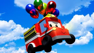 the balloons playing with tiny trucks