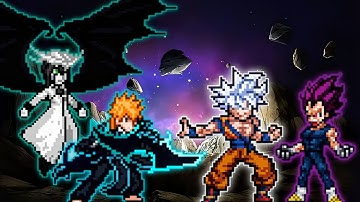 Ichigo V6 OP (all form) (New) & Ulquiorra OP (AF) VS Goku DBS V3.5 OP & Vegeta DBS OP in Mugen