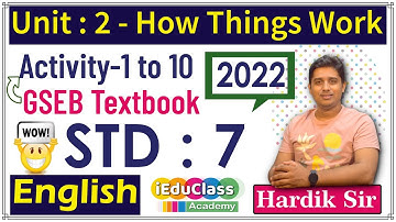 Class 7 - English | Unit-2. How Things Work - Sem : 2| GSEB | Hardik Sir | iEduClass