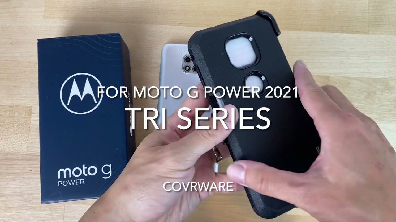 Moto G Power 2021 COVRWARE Tri Series Holster case with Tempered Glass Screen Protector