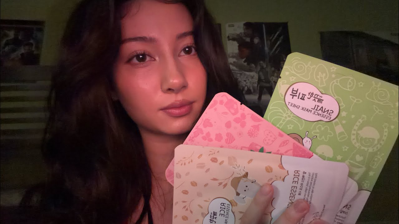 ASMR doing your nighttime skincare routine ✨ (plucking, eyebrow trimming, mouth sounds)