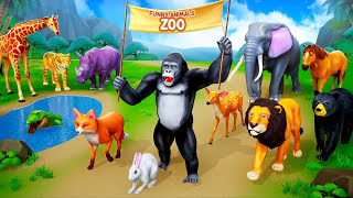 Funny Zoo Animals: Zoo Keeper Gorilla | Lion Elephant Fox Giraffe Hippo Horse Bear Animal Cartoons