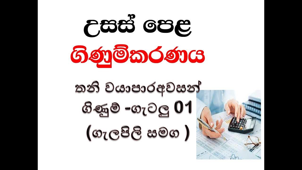 තනි ව්‍යාපාර අවසන් ගිණුම් - ගැලපිලි සහිත ගැටලු 01