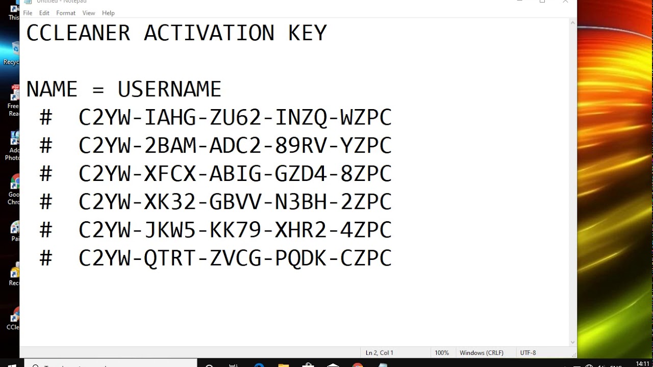 ccleaner pro activation key 2018
