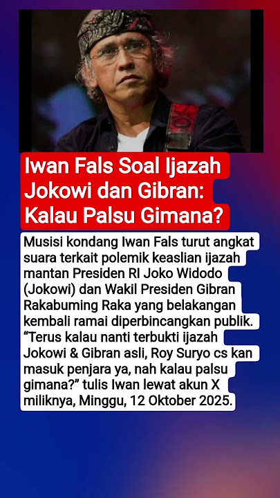 Iwan Fals Soal Ijazah Jokowi dan Gibran: Kalau Palsu Gimana? #matalokal