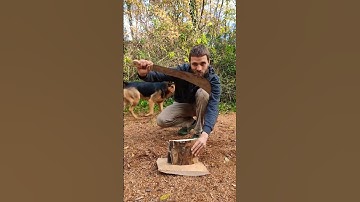 chopping fire wood with a Rwandan Machete! 🪓🔥 #knife #bushcraft