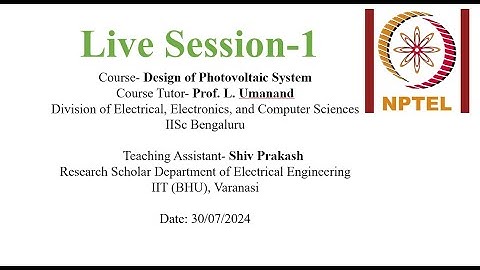 Live Session 1: Design of Photovoltaic System
